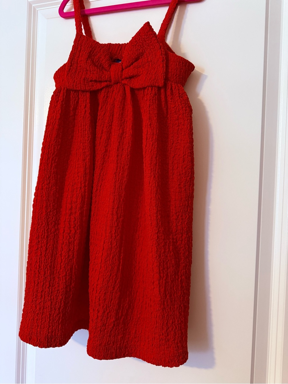 Old Navy Girls 5T Red Textured Bow-Front Sundress - Picture 3 of 7